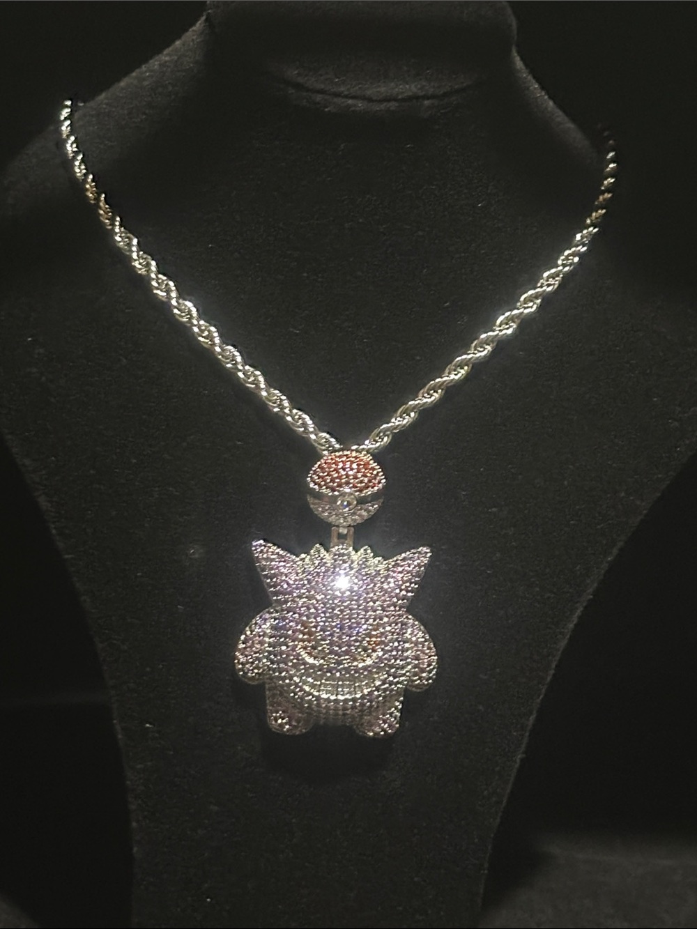 Gengar Pokemon pendant Sparkling Purple and Silver